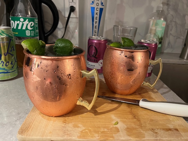 Classic Moscow Mules garnished with double limes